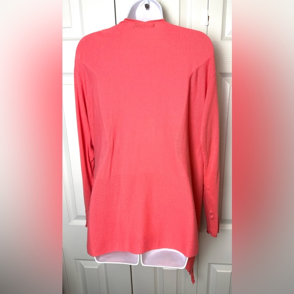 NIC + ZOE Plus Sized Cardigan Sweater Coral Pink Orange Ling Open Front Ribbed - Picture 6 of 11